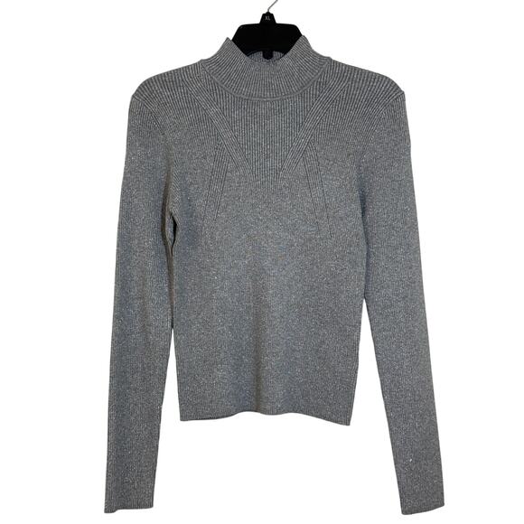Steve Madden Sweaters - NWT Steve Madden, XL Silver And Gray Dressy Glittery Long Sleeve Turtleneck